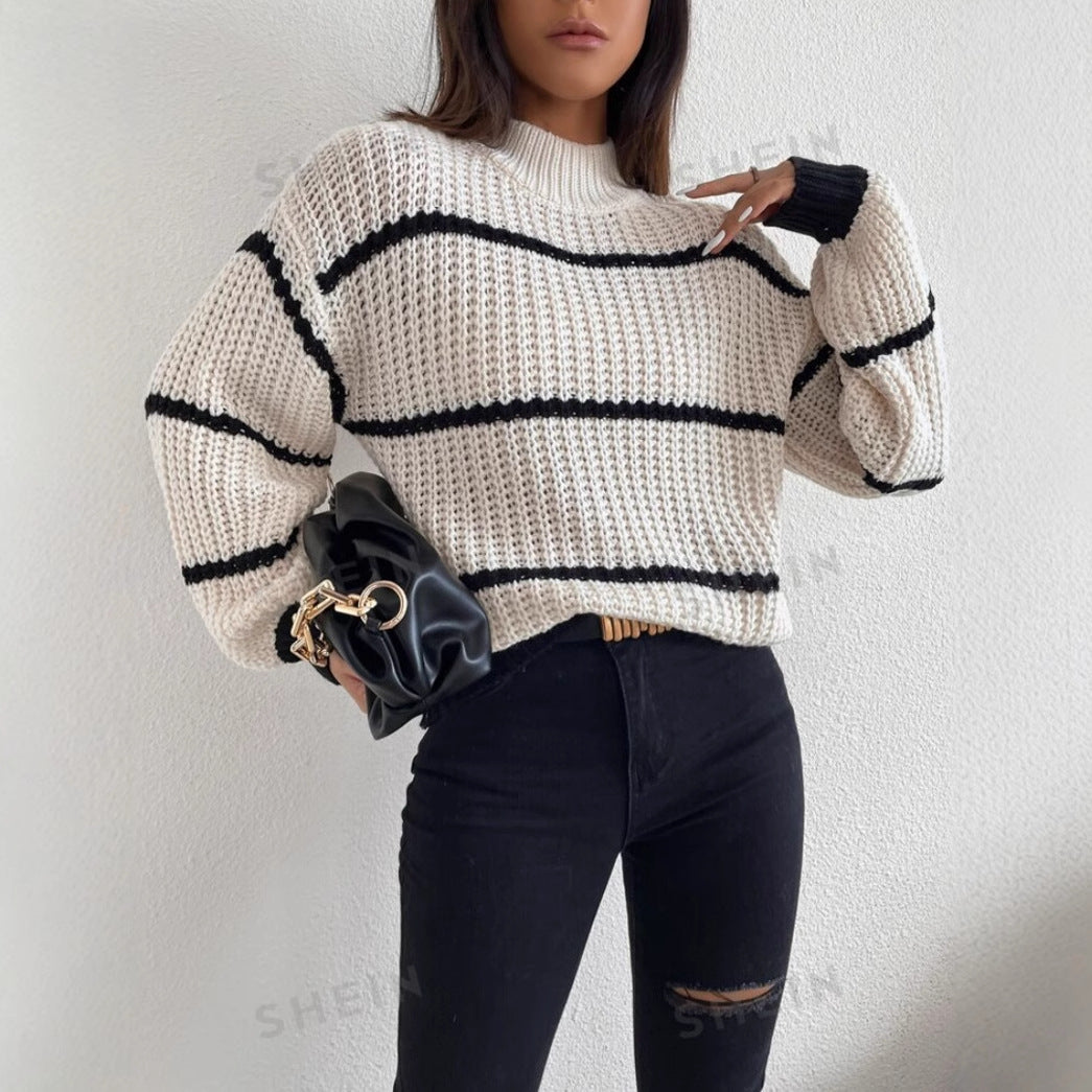 Rachael | Women's Oversized Striped Crew Neck Sweater
